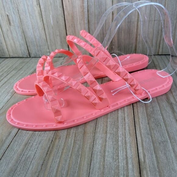Olivia Miller Sandals Women's Sz 8 Strappy Studded New Preppy Boho Beach Jelly - Picture 3 of 6